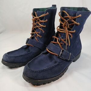 Polo Ralph Lauren Ranger Boots Navy Suede Men’s 12D Moc Toe Buckle Lace